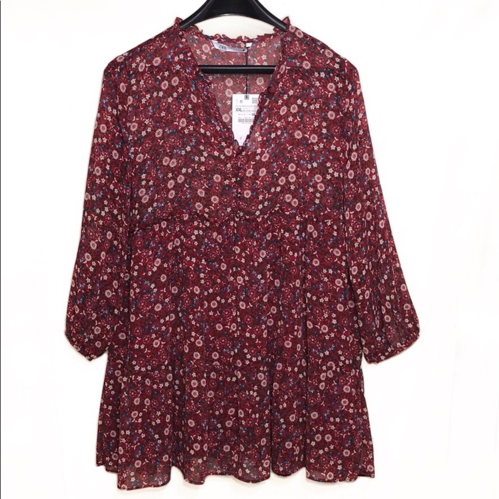 <NWT>Zara Red Flower Dress